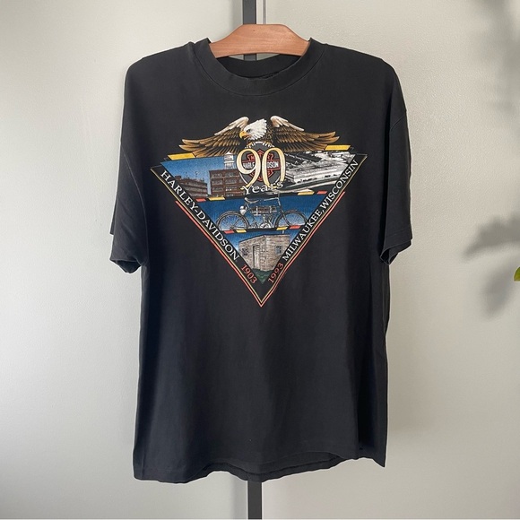 90s Vintage Harley Davidson of Ft Lauderdale Florida USA Men’s Graphic Tshirt - Picture 1 of 10